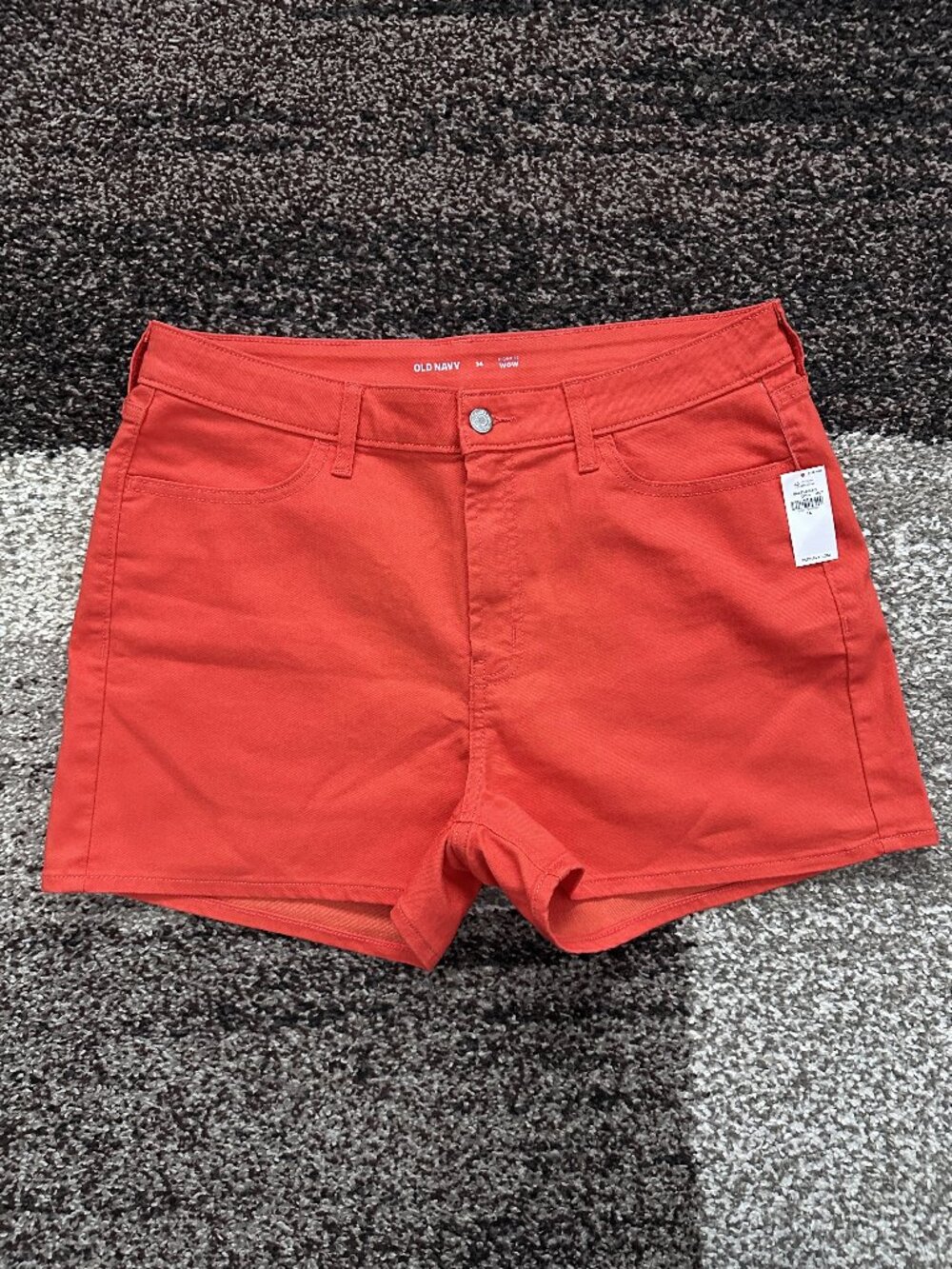 OLD NAVY (14) Orange Denim High Waisted Wow Jean Shorts 3" High Rise Light Fall
